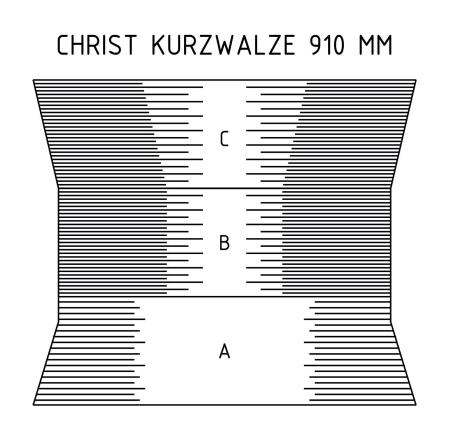 Vollschalen für Christ Kurzwalze - Rohrlänge 910 mm (einfarbig)