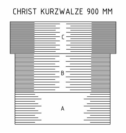 Offene Vollschalen Microvel® zum Aufnieten auf glatte Rundrohre,  Typ Christ Kurzwalze,  für Rohrlänge 900 mm (einfarbig)