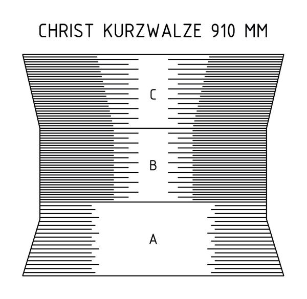 Vollschalen für Christ Kurzwalze - Rohrlänge 910 mm (einfarbig)