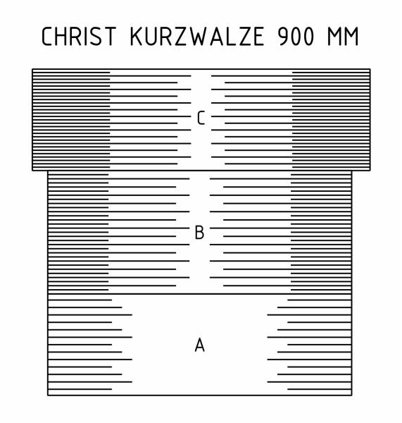 Offene Vollschalen Microvel® zum Aufnieten auf glatte Rundrohre,  Typ Christ Kurzwalze,  für Rohrlänge 900 mm (einfarbig)