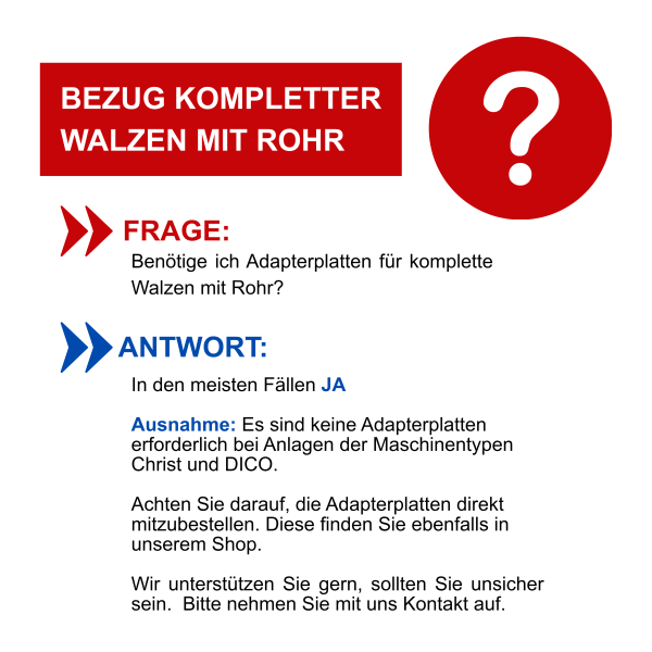 Adapterplatte - Seitenwalze & Rocker - außer Maschinentyp Christ und DICO