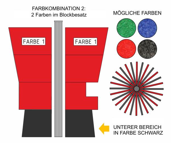 Seitenwalze "Standard" - Kederrillen-Rohr TCW (mehrfarbig)