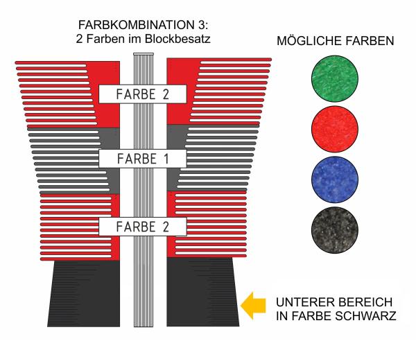 Seitenwalze "U-Schnitt" - Kederrillen-Rohr TCW (mehrfarbig)